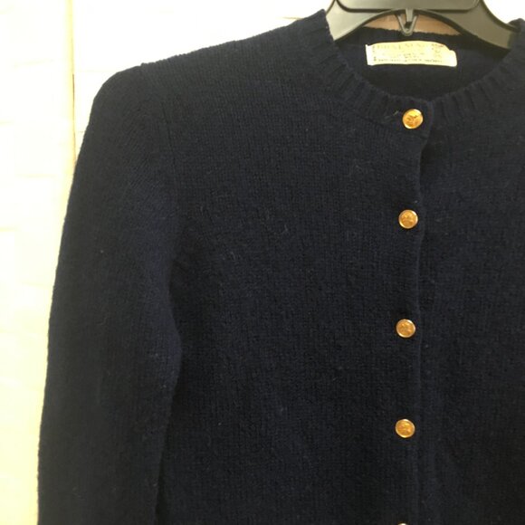 Vintage Braemar intl. scottish shetland navy wool cardigan sweater size 36 small - Picture 8 of 14